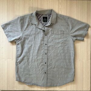prAna Men's Organic Cotton Voyage Short Sleeve Gray Shirt. Sz Large